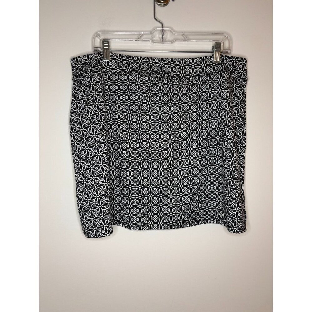 TRANQUILITY NEW Lined Skort Womens 2XL Navy White Stretch Mosaic Design
